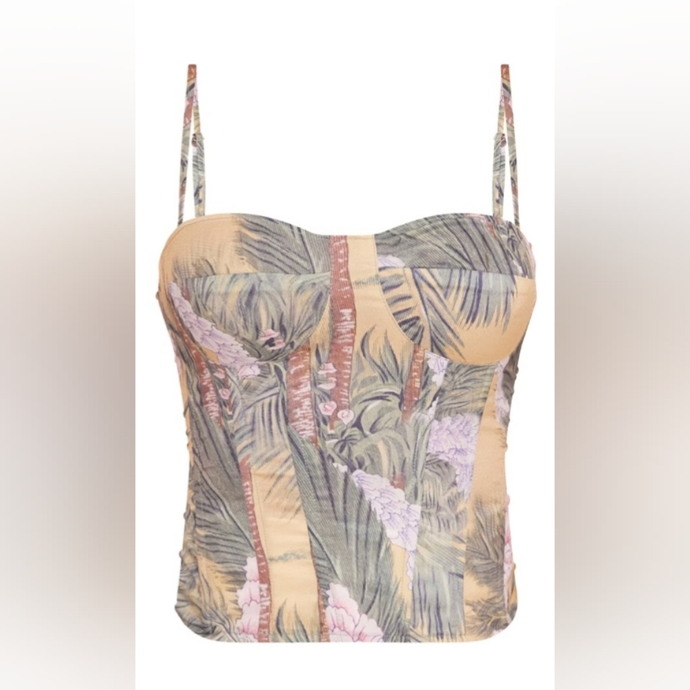 NWOT Pretty Little Things Corset Strap Print Top Size 8